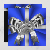 Blue Silver Bow 30th Black White Jewel 2 Kaart (Voorkant / Achterkant)