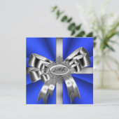 Blue Silver Bow 30th Black White Jewel 2 Kaart (Staand voorkant)