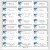 Blue Silver Butterfly 24 Wedding Guest Address Sticker (Vel)