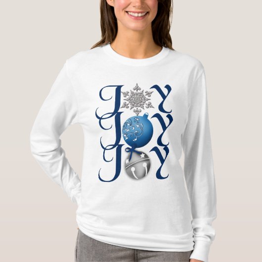 Blue Silver Christmas Joy Shirt (Voorkant)