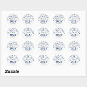 Blue Silver Confetti Afstuderen 2024 Ronde Sticker (Vel)