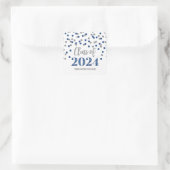 Blue Silver Confetti Afstuderen 2024 Vierkante Sticker (Tas)
