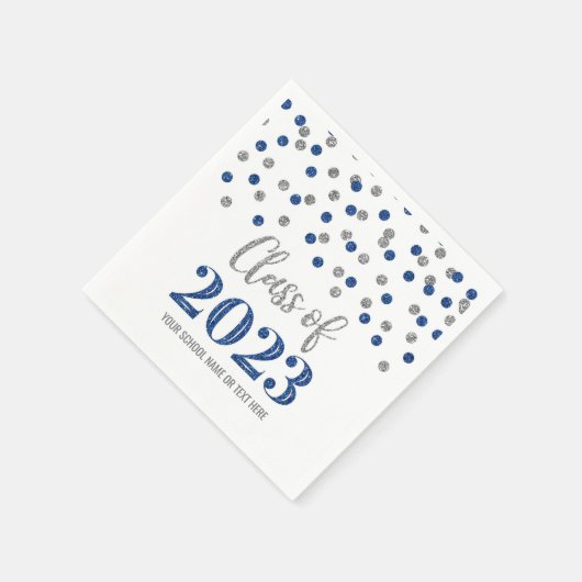 Blue Silver Confetti Class of 2023 Servet (Hoek)