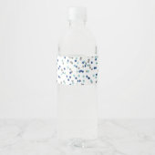 Blue Silver Confetti Custom Happy New Year Waterfles Etiket (Achterkant)
