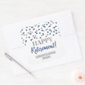 Blue Silver Confetti Happy Retirement Vierkante Sticker (Envelop)