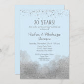 Blue Silver Confetti Jubileum Invitation Kaart (Voorkant / Achterkant)