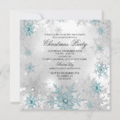 Blue Silver Crystal Snowflake kerstfeest SQ Kaart (Voorkant)