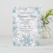 Blue Silver Crystal Snowflake kerstparty 2021 Kaart (Staand voorkant)