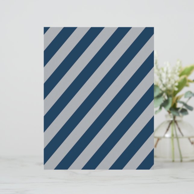 Blue & Silver Diagonal Stripes Scrapbook Paper (Staand voorkant)