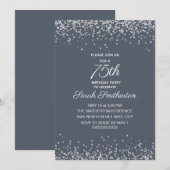 Blue Silver Diamond Glitter 75th Birthday Kaart (Voorkant / Achterkant)