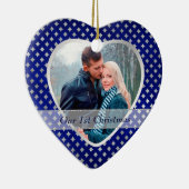 Blue Silver Diamond Pattern Pas getrouwd Keramisch Ornament (Rechts)