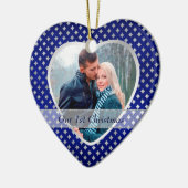 Blue Silver Diamond Pattern Pas getrouwd Keramisch Ornament (Links)