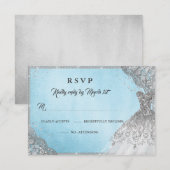 Blue Silver Diamond Sparkle Gown RSVP Kaartje (Voorkant / Achterkant)