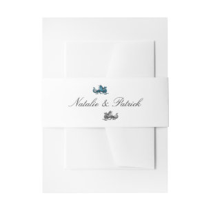 Blue Silver Dragon Wedding Belly Bands Uitnodigingen Wikkel