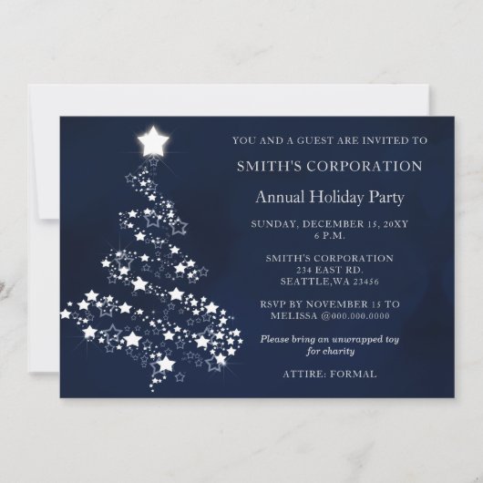 Blue Silver Festive Corporate-feestdag Kaart (Voorkant)