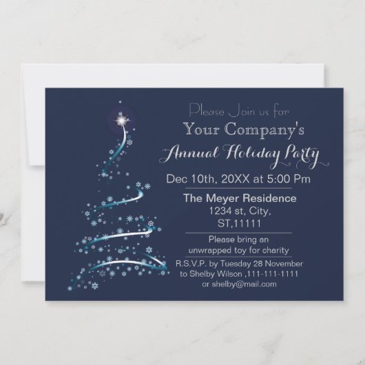 Blue Silver Festive Corporate Festive Invitation d (Devant)