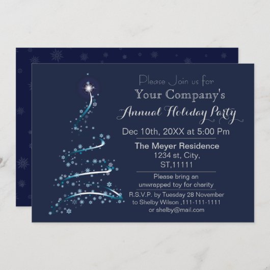 Blue Silver Festive Corporate Festive Invitation d (Devant / Derrière)