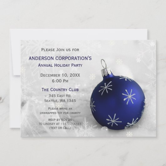 Blue Silver Festive Corporate Festive Invitation d (Devant)