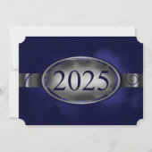 Blue & Silver Floral Button 2025 Afstudeerfeest Kaart (Voorkant)