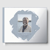 Blue Silver Foil Funérailles Livre d'invité Photo  (Recto)