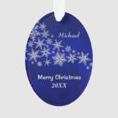 Blue Silver Football Player Ornament (achterkant)