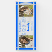 Blue Silver Geometric Two Photos Afstuderen Spandoek (Verticaal)