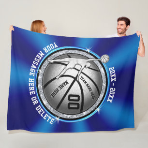 Blue, Silver Girls persoonlijke Basketball Blanket Fleece Deken