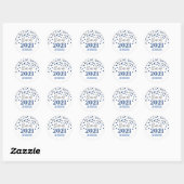Blue Silver Glitter Confetti Afstuderen 2021 Ronde Sticker (Vel)
