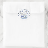Blue Silver Glitter Confetti Afstuderen 2022 Ronde Sticker (Tas)
