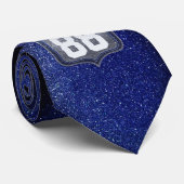 Blue & Silver Glitter Football Player Team Spirit Stropdas (Opgerold)