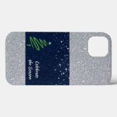 Blue Silver Glitter Holiday Vibration Case-Mate iPhone Case (Achterkant (horizontaal))