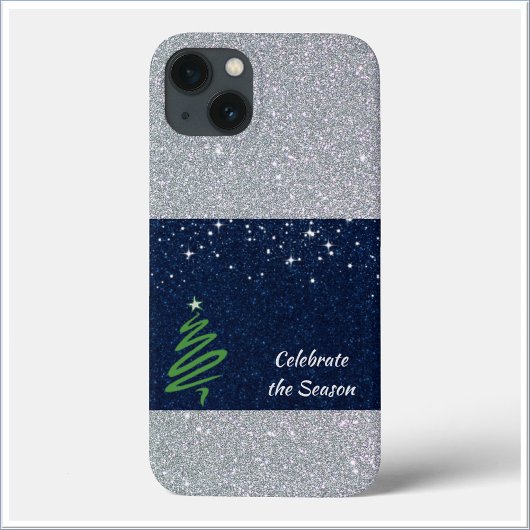 Blue Silver Glitter Holiday Vibration Case-Mate iPhone Case