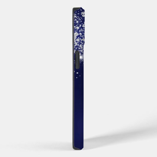 Blue Silver glitter-naamscript Case-Mate iPhone Case (Achterkant / Rechts)