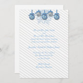 Blue Silver Glitter Ornaments Wedding Invitation Kaart (Voorkant / Achterkant)