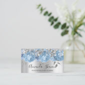 Blue Silver Grey Glitter Drip Logo Event Planner Visitekaartje (Staand voorkant)
