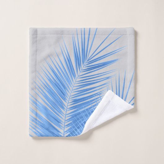 Blue Silver Grey Palm Feuilles Dream #1 (Gant de toilette)