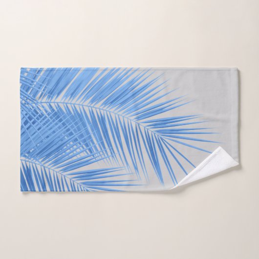 Blue Silver Grey Palm Feuilles Dream #1 (Serviette à main)