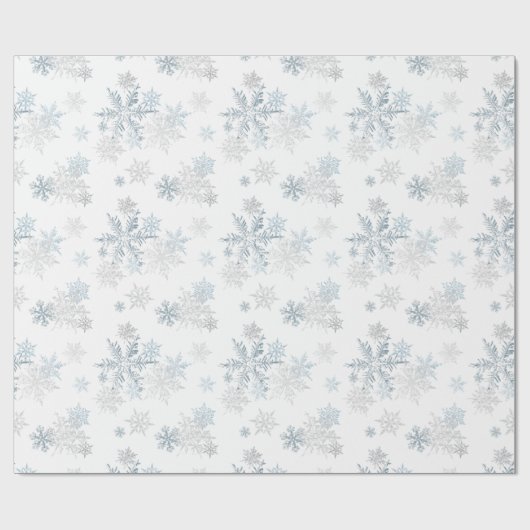 Blue Silver Grey Snowflake Wonderland Cadeaupapier (Vlak)