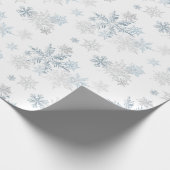Blue Silver Grey Snowflake Wonderland Cadeaupapier (Hoek)