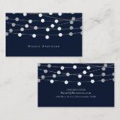 Blue Silver Grey String Lights Modern Chic Glam Visitekaartje (Voorkant / Achterkant)