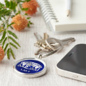 Blue Silver Gymnastics Mam Monogram Sleutelhanger (Zijkant)