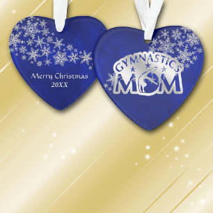 Blue Silver Gymnastics mama Ornament