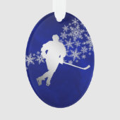 Blue Silver Ice Hockey Player Ornament (voorkant)