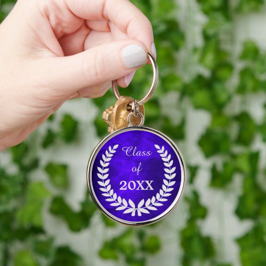 Blue Silver Laurel Wreath Afstuderen Sleutelhanger (Hand)