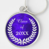 Blue Silver Laurel Wreath Afstuderen Sleutelhanger (Voorkant)