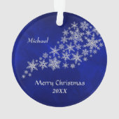 Blue Silver Male Tennis Player Ornament (achterkant)