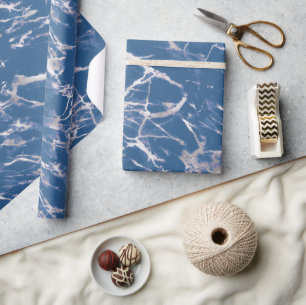 Blue Silver Marble Cadeaupapier
