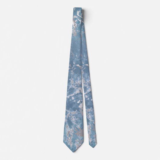 Blue Silver Marble Stropdas (Voorkant)