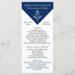 Blue Silver Masonic Installation Program Sjabloon