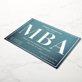 Blue Silver MBA Afstuderen Folie Uitnodiging (Gedraaid)